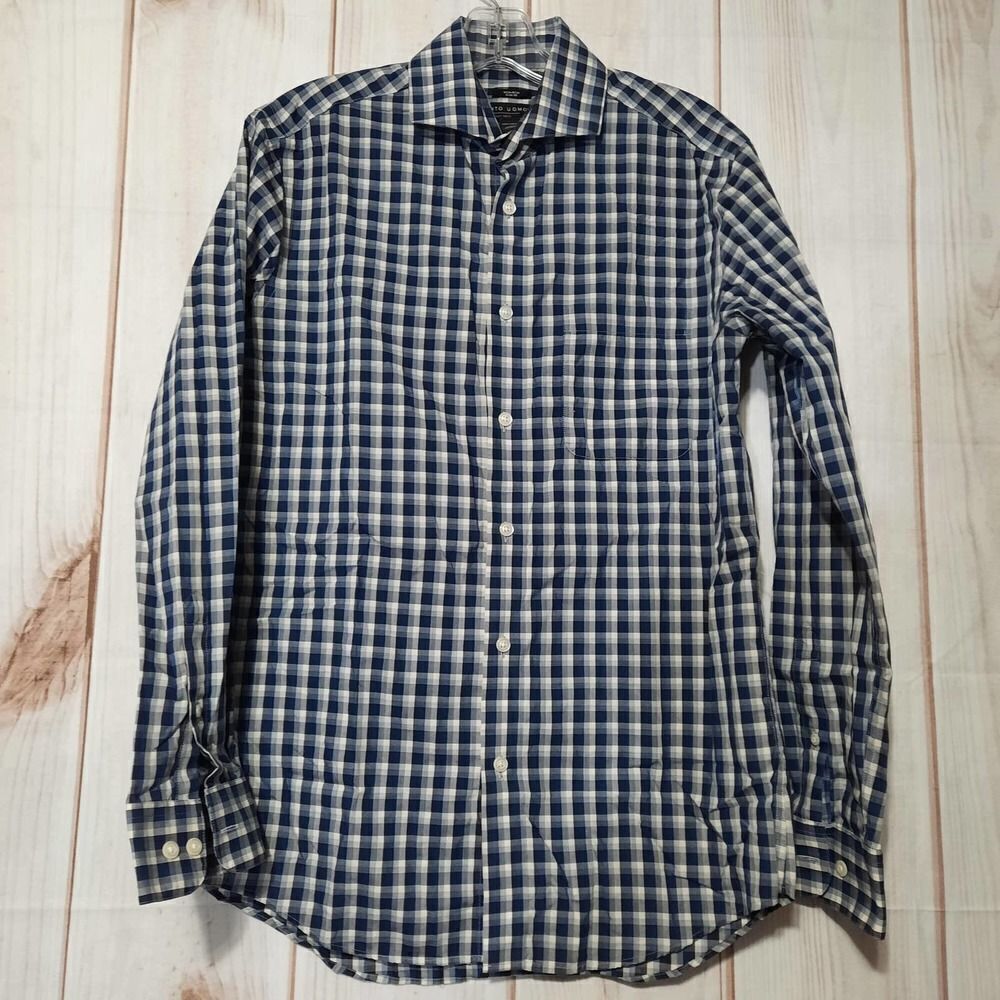 Pronto Uomo‎ Shirt Mens Medium 15 Black and Blue